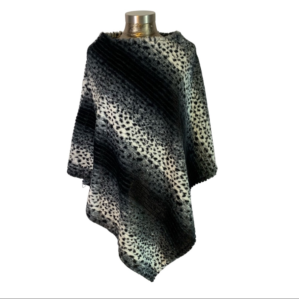 Faux Leopard Fur Poncho